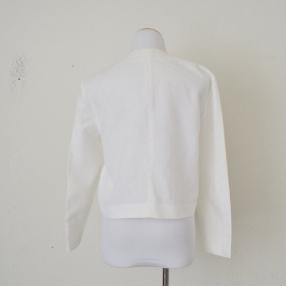 Vintage 90s White Long Sleeves‎ Crop Blouse by Anley Catol - Picture 4 of 10